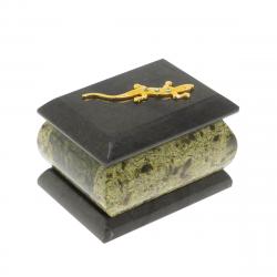 Шкатулка &quot;Ящерица в стразах&quot; из змеевика 7,5х5,5х5,5 см — 