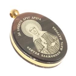 Брелок-кулон оберег &quot;Св. Матрона Московская&quot; камень обсидиан — 