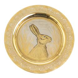 Тарелка с гравюрой &quot;Заяц&quot; 22,5 см Златоуст — 