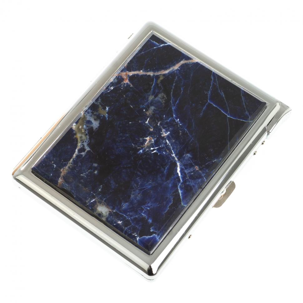 Портсигар на 10 сигарет с зажигалкой камень содалит фото 1 — 