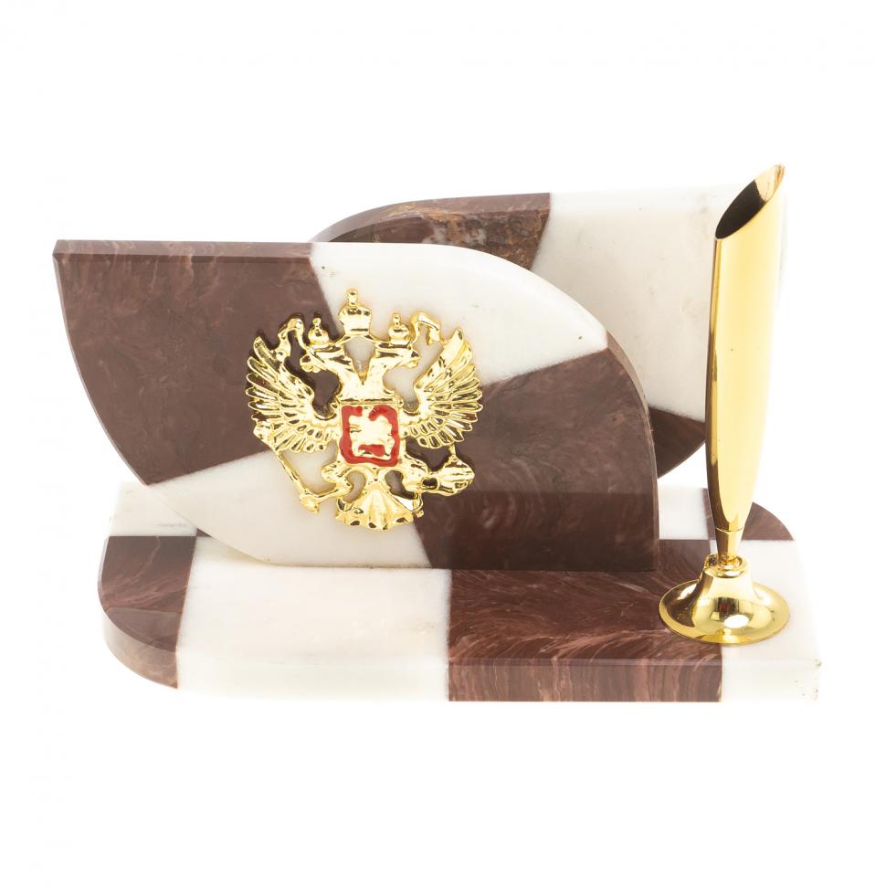 Визитница "Шахматная" с подставкой под ручку камень мрамор, лемезит фото 1 — 