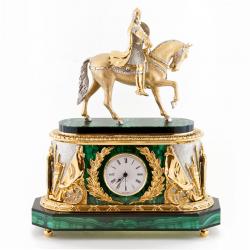 Каминные часы &quot;Юрий Долгорукий&quot; камень малахит Златоуст — 