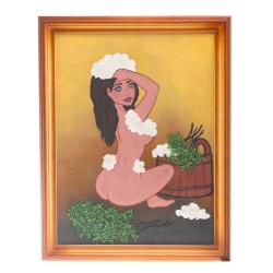 Картина &quot;Банька&quot; багет дерево 36х46 см из каменной крошки — 