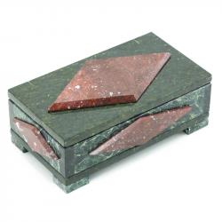 Каменная шкатулка &quot;Ромб&quot; большой змеевик креноид 19х10х7,5 см — 