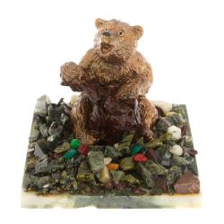 Сувенир &quot;Медведь, играющий на пне&quot; змеевик — 
