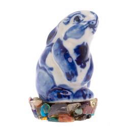 Сувенир фигурка &quot;Зайчик большой&quot; на подставке из самоцветов — 