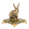 Статуэтка из бронзы "Кролик" на подставке из змеевика фото 1 — 