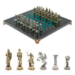 Настольные шахматы &quot;Атлас&quot; из змеевика 28х28 см — 