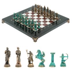 Шахматы &quot;Римские лучники&quot; фигуры бронза / патина 28х28 см из мрамора и лемезита — 