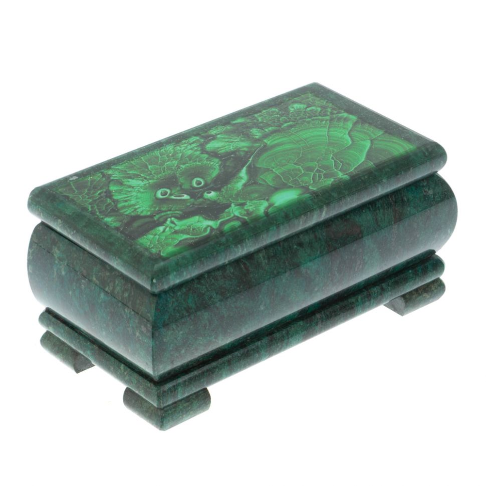 Шкатулка с иллюстрацией под камень малахит 16х8х7,5 см фото 1 — 