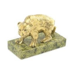 Статуэтка &quot;Медведь худой&quot; бронза змеевик — 