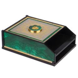 Лоток для бумаг А4 камень малахит Златоуст — 