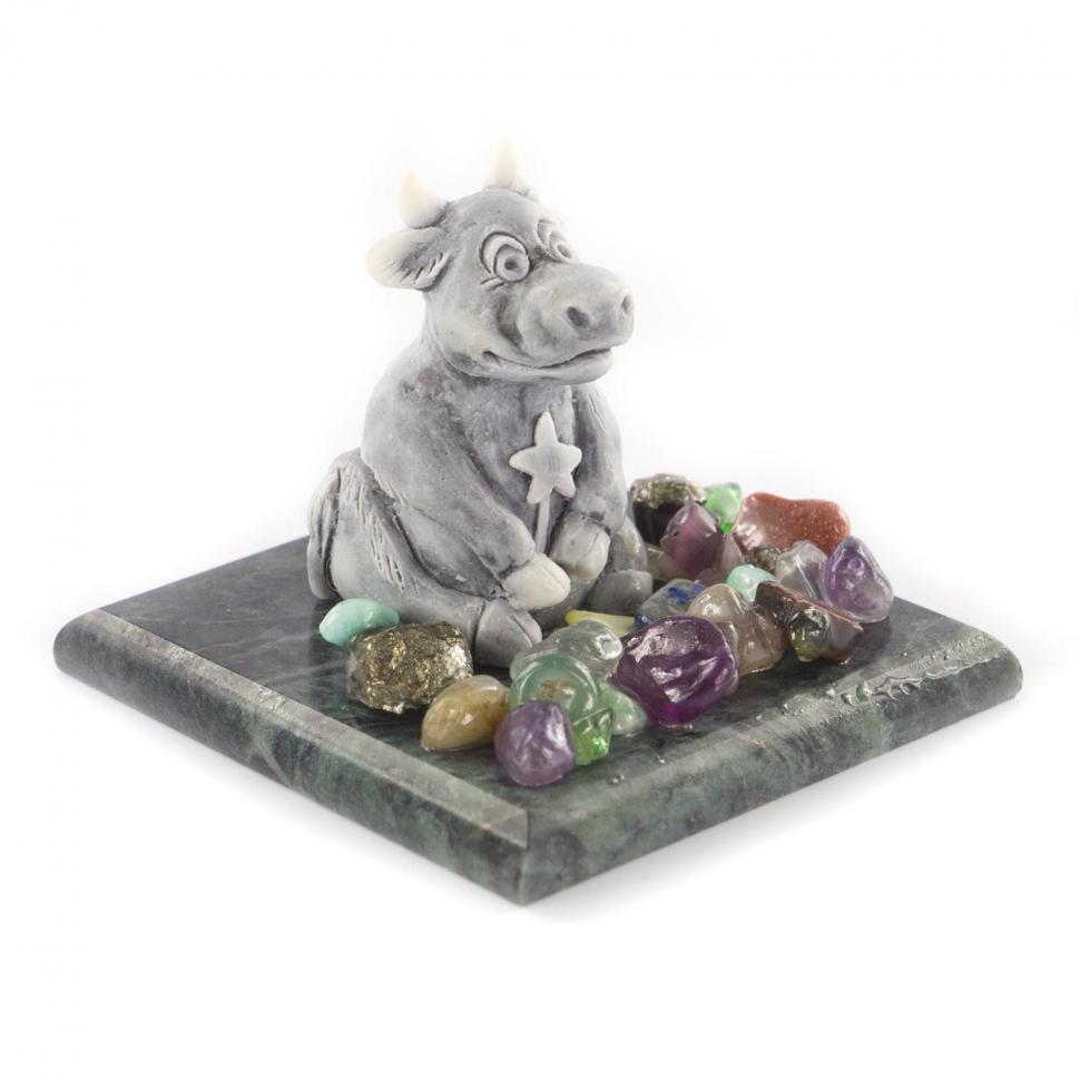 Сувенир "Бык малый" мрамолит змеевик фото 1 — 