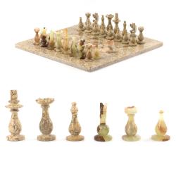 Каменные шахматы из оникса &quot;Игрок&quot; доска 38х38 см — 