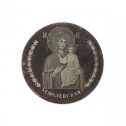 Икона автомобильная &quot;Смоленская БМ&quot; обсидиан коричневый 47 мм — 