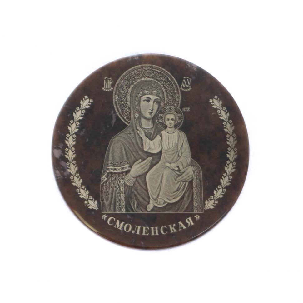 Икона автомобильная "Смоленская БМ" обсидиан коричневый 47 мм фото 1 — 