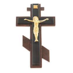 Крест настенный &quot;Распятие&quot; камень обсидиан — 