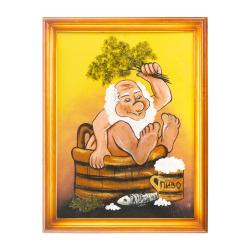 Картина &quot;Банька&quot; багет дерево 36х46 см из каменной крошки — 