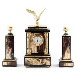 Каминные часы с подсвечниками &quot;Орел&quot; бронза яшма — 