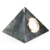 Часы "Пирамида" камень змеевик темный 10х10х8 см фото 2 — 