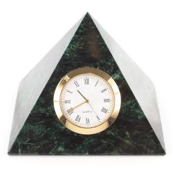 Часы &quot;Пирамида&quot; камень змеевик темный 10х10х8 см — 