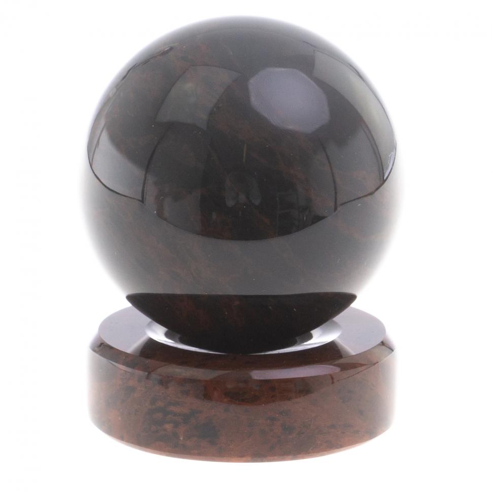Шар из обсидиана 7 см коричневый на подставке фото 1 — 