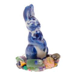 Сувенир фигурка &quot;Зайчиха&quot; на подставке из самоцветов — 