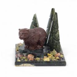 Сувенир из змеевика &quot;Мишка идущий в бору&quot; — 