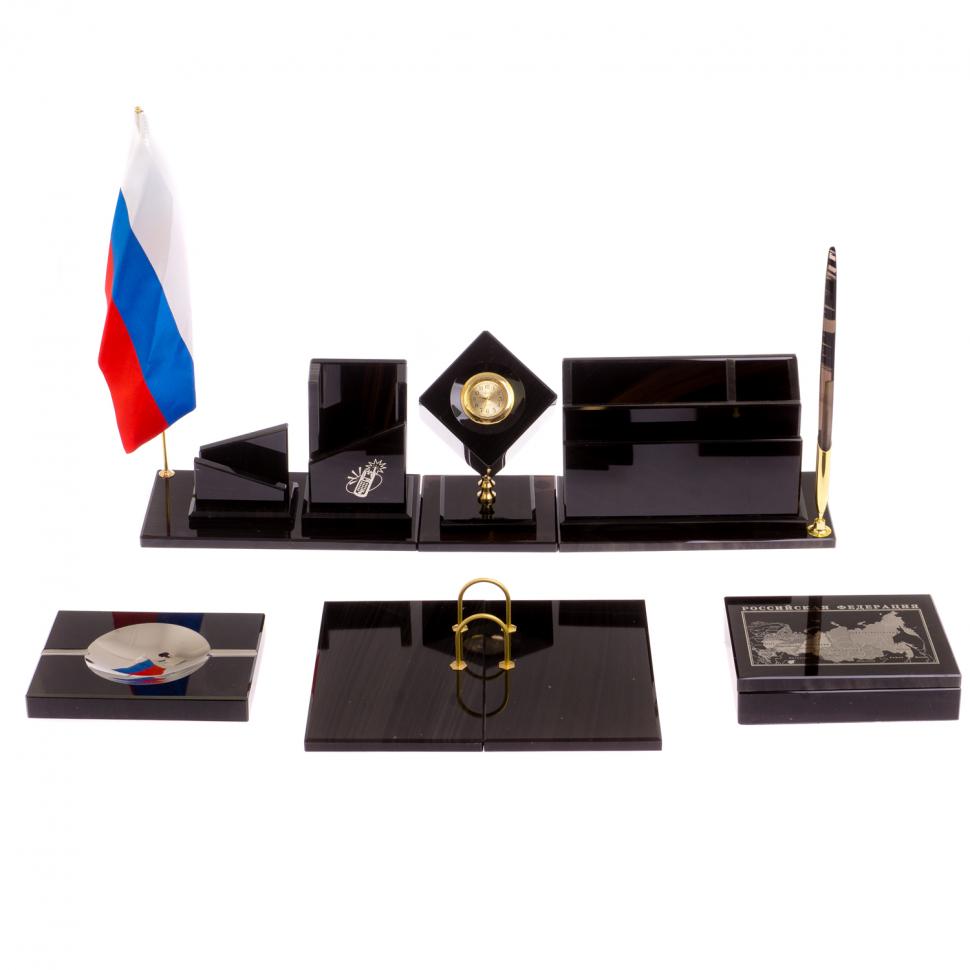 Письменный набор "Оптимал плюс" из черного обсидиана фото 1 — 