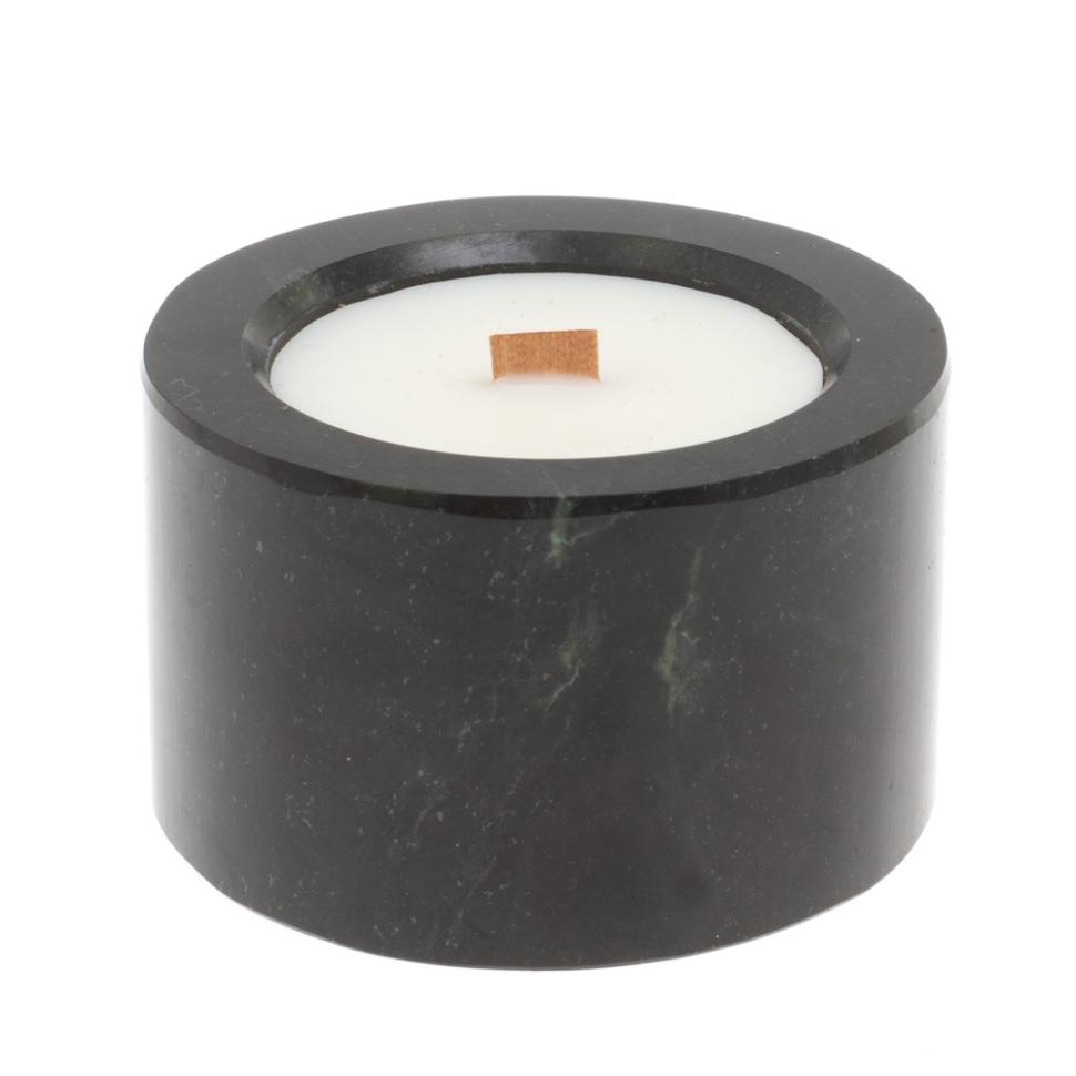 Свеча круглая из черного змеевика 7,3х7,3х4,5 см фото 1 — 