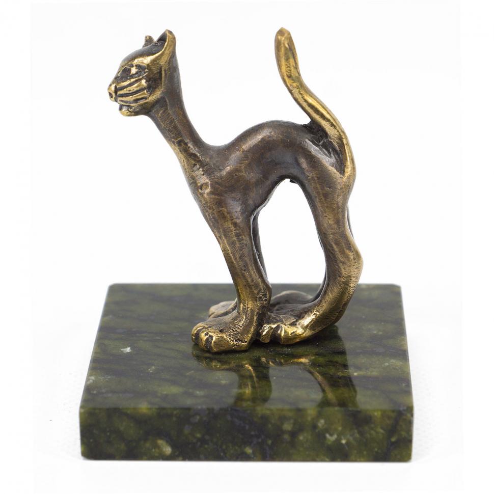 Статуэтка "Мартовский кот" из бронзы и змеевика фото 1 — 
