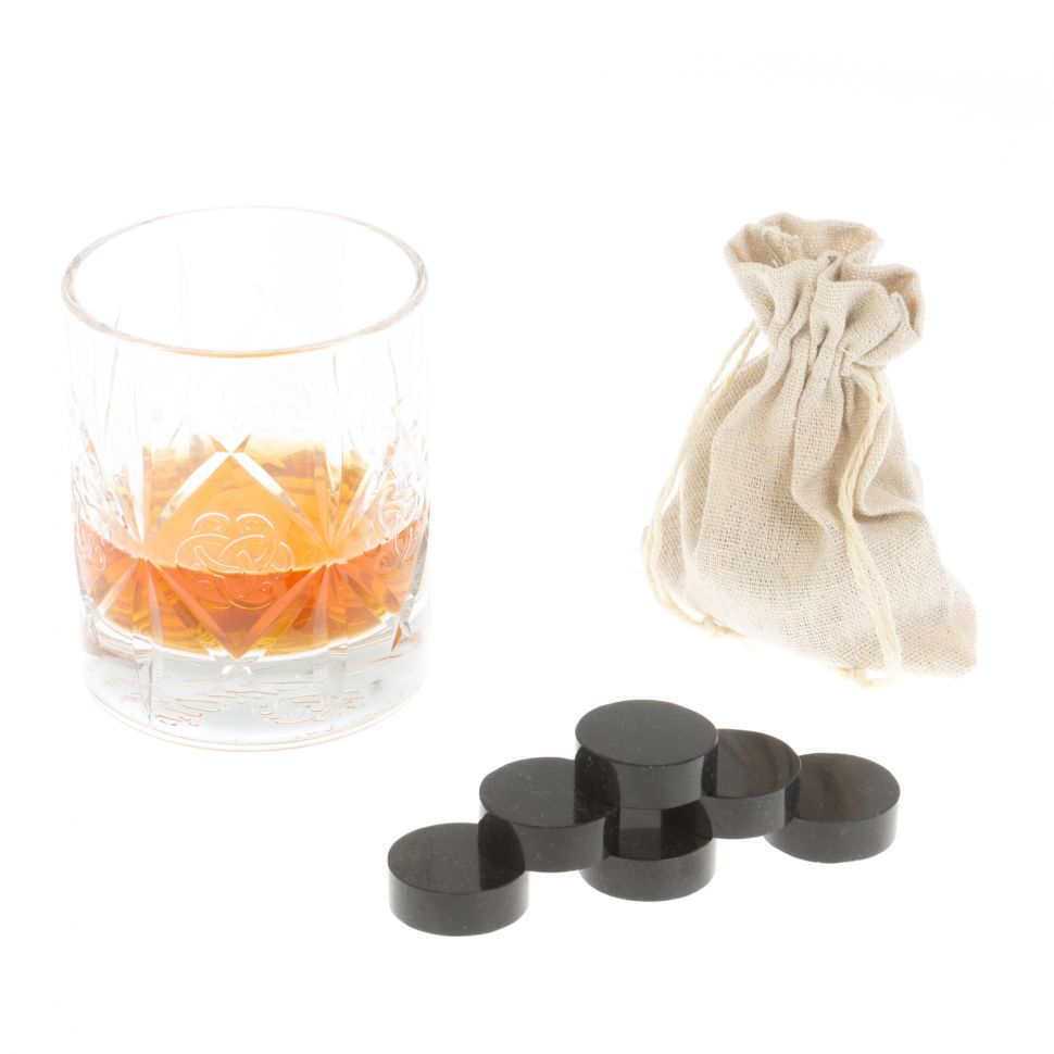 Камни для виски "Фишки" из черного змеевика 6 штук фото 1 — 