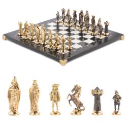 Шахматы настольные &quot;Средневековье&quot; 40х40 см камень мрамор змеевик — 