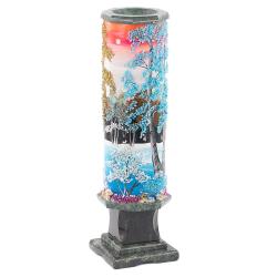 Декоративная ваза из камня &quot;Зима&quot; рисунок из каменной крошки 8х8х29 см — 