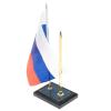 Подставка под ручку с флагом РФ из иркутского лазурита 10х7х25 см фото 2 — 