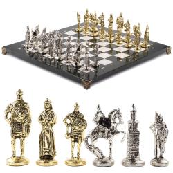 Подарочные шахматы &quot;Русь&quot; доска 40х40 см камень мрамор — 