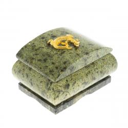 Шкатулка из змеевика с ящерицей 8,5х6,5х5,5 см — 