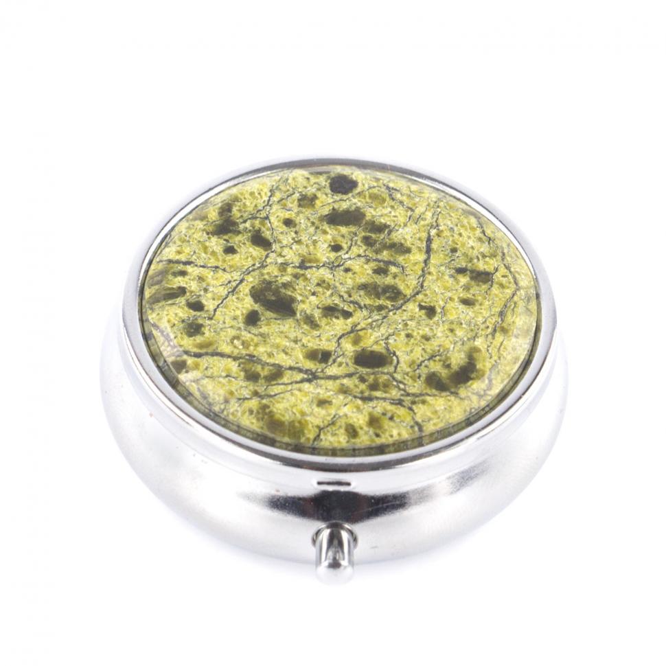 Таблетница на 3 отсека камень змеевик цвет серебро фото 1 — 