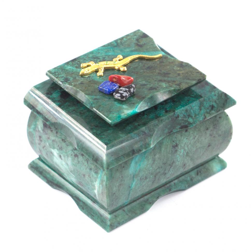 Шкатулка из зеленого камня змеевик "Оригинал" фото 1 — 