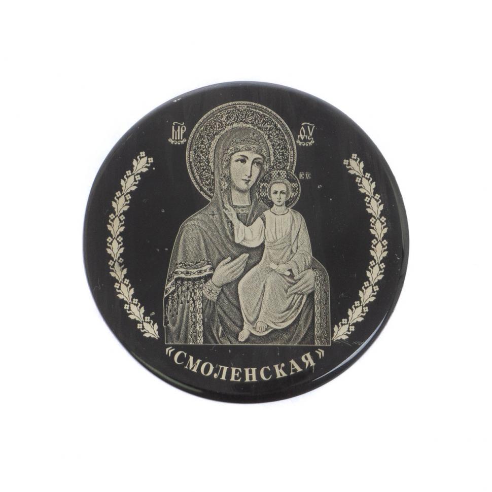 Икона в автомобиль "Смоленская БМ" обсидиан черный 47 мм фото 1 — 