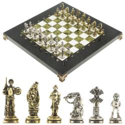 Шахматы &quot;Дон Кихот&quot; доска 28х28 см из камня мрамор змеевик — 