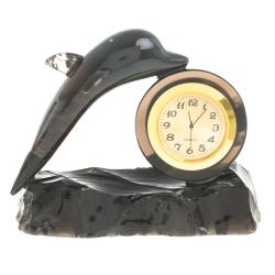 Часы сувенирные &quot;Дельфин&quot; черный обсидиан — 