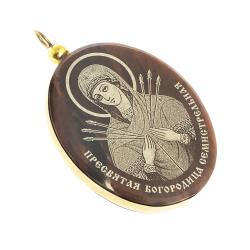 Брелок-кулон оберег &quot;Икона БМ Семистрельная&quot; камень обсидиан — 