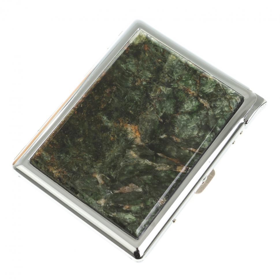 Портсигар на 10 сигарет с зажигалкой камень актинолит фото 1 — 