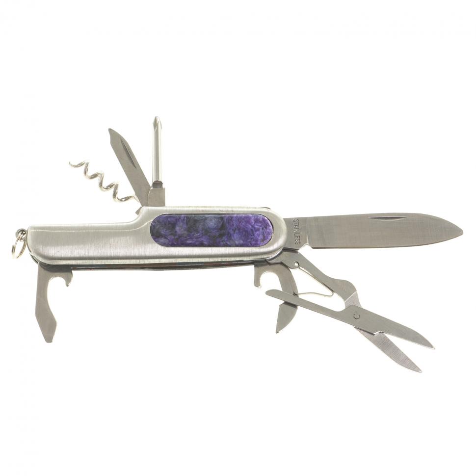 Нож мультитул складной 7 в 1 с камнем чароит фото 1 — 