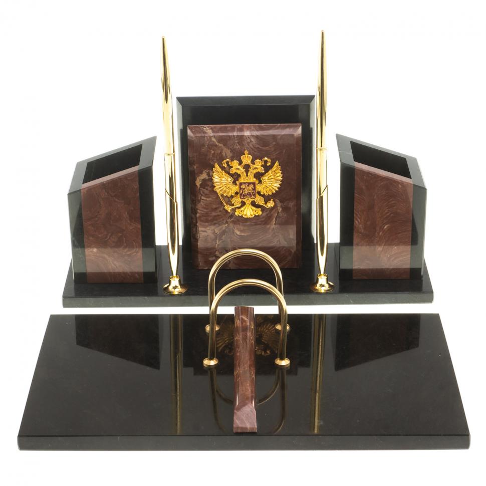 Письменный набор "Канцелярский" с гербом камень лемезит фото 1 — 