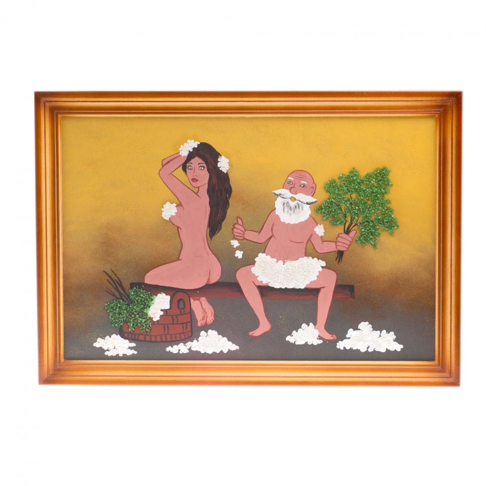 Картина "Банька" багет дерево 46х66 см из каменной крошки фото 1 — 