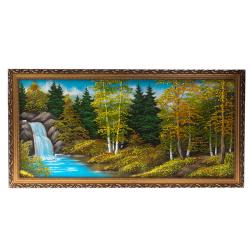 Картина &quot;Осенний пейзаж&quot; багет 43х85 см, каменная крошка — 