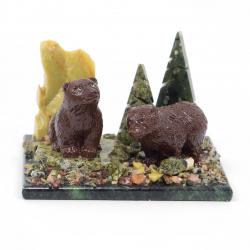 Сувенир &quot;Мишки в бору&quot; змеевик — 