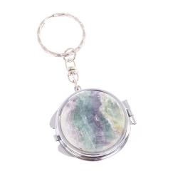 Складное зеркало брелок из флюорита круглое — 